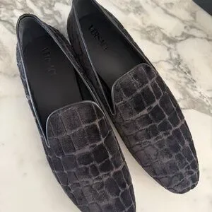 Versace 1003792 Men\'s Gray Velvet Croc-embossed Slippers Shoes, 45 Versace | Shoes | Versace 03792 Mens Gray Velvet  main image 2